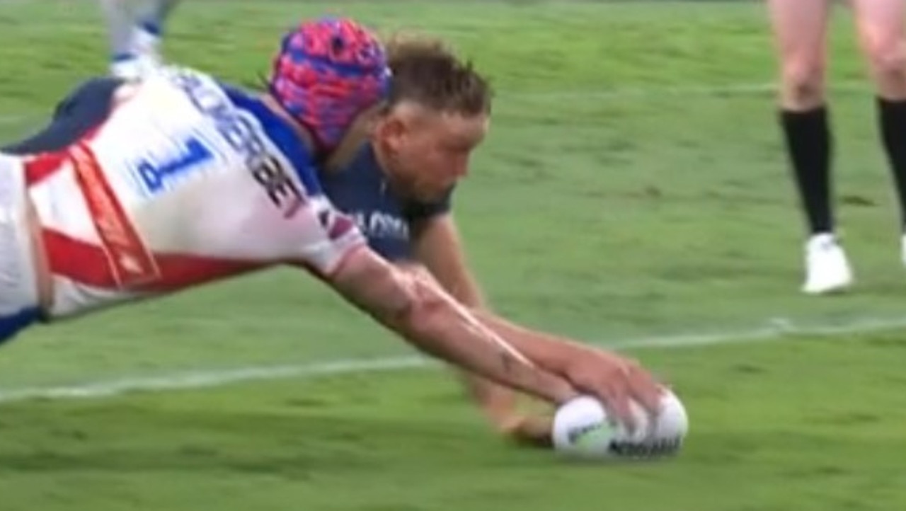 Cotter got there first. Photo: Fox Sports