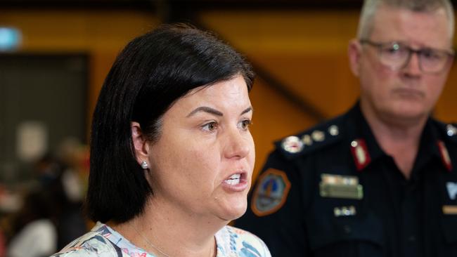 Chief Minister Natasha Fyles and NT Police Commissioner Jamie Chalker. Picture: Pema Tamang