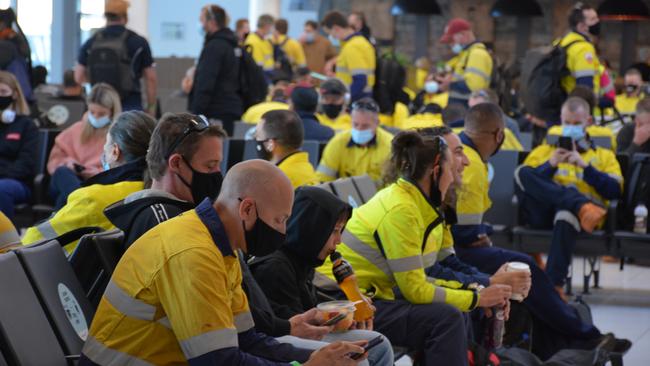 FIFO workers at Perth Airport on October 8, 2022.