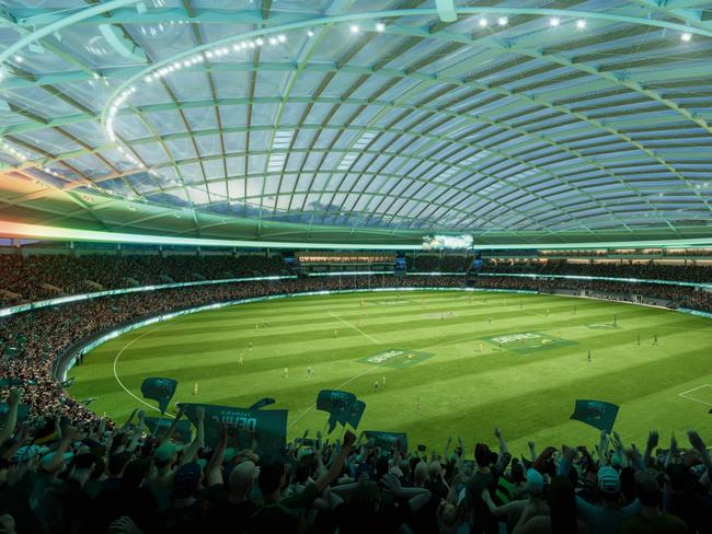 New renders of the proposed Macquarie Point stadium, home of the Tasmanian Devils. Provided May 26, 2025.