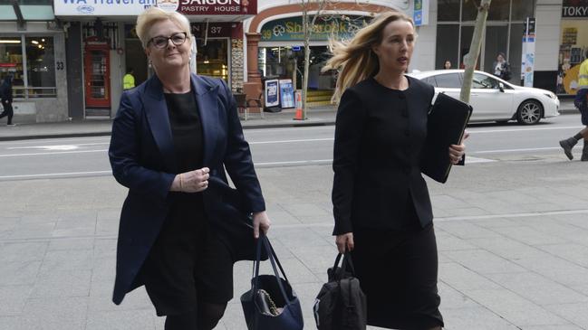 Linda Reynolds, left, arrives at  the WA Supreme Court on Thursday. Picture: NewsWire / Sharon Smith
