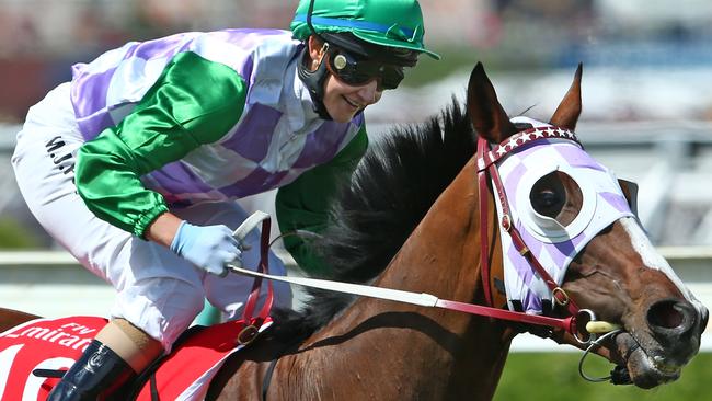 Michelle Payne shows her delight after Prince Of Penzance’s triumph.