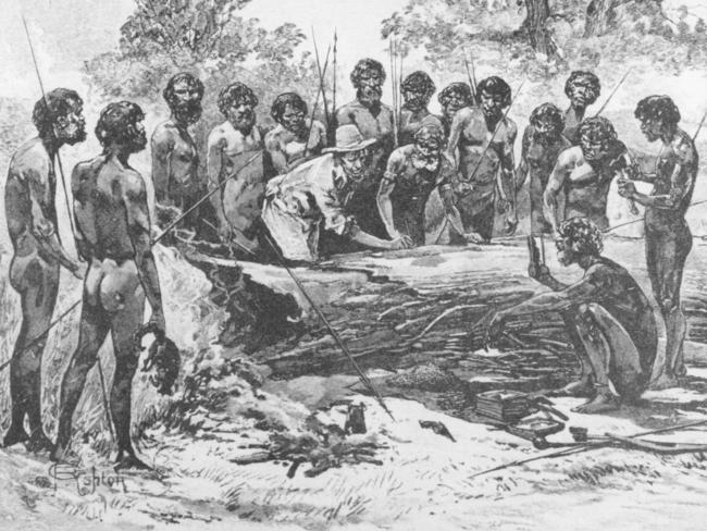 Batman signing his 1835 treaty with Aboriginal chiefs.