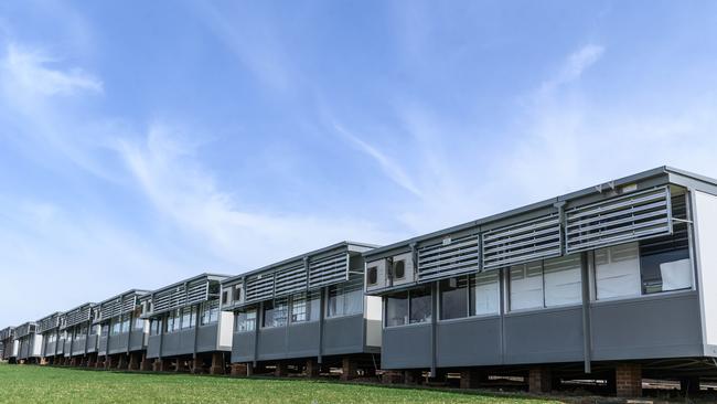 Demountable classrooms at Oran Park Public School. Photo: James Gourley/The Daily Telegraph