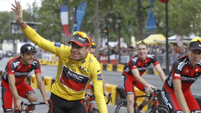 Evans’ 2011 Tour victory was hard earned. (AP Photo/Laurent Cipriani)