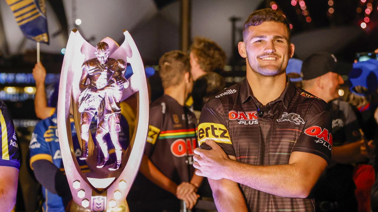 Nathan Cleary has joked he won’t let his sister near the premiership trophy this year, if the Panthers win. Picture: Jenny Evans/Getty Images