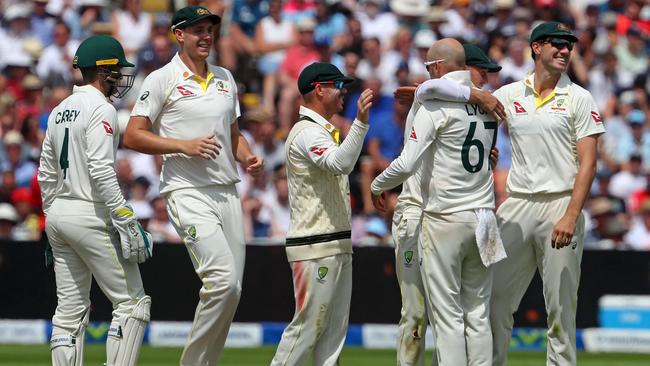 Australia took three wickets in the morning session, with Nathan Lyon striking twice. Picture: AFP