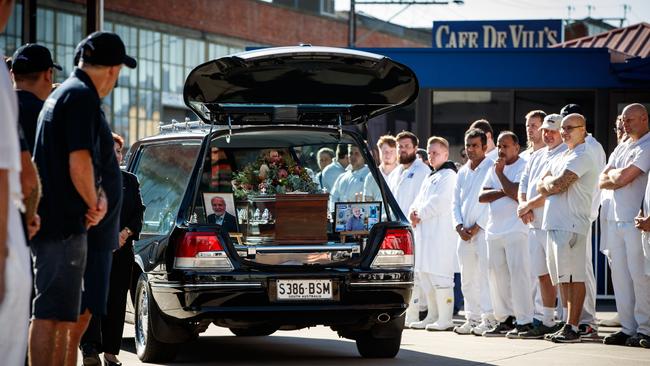 Staff and family pay respects to Vilmos 'Vili' Milisits at the Vili's Bakery. Picture: Matt Turner