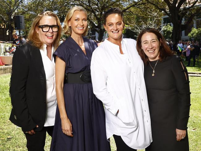 Proud moment: From left, Qtopia board member Romany Brooks, Sarah Murdoch, CEO Sydney World Pride Kate Wickett and Edwina McCann at the launch of Qtopia Sydney. Picture: Richard Dobson