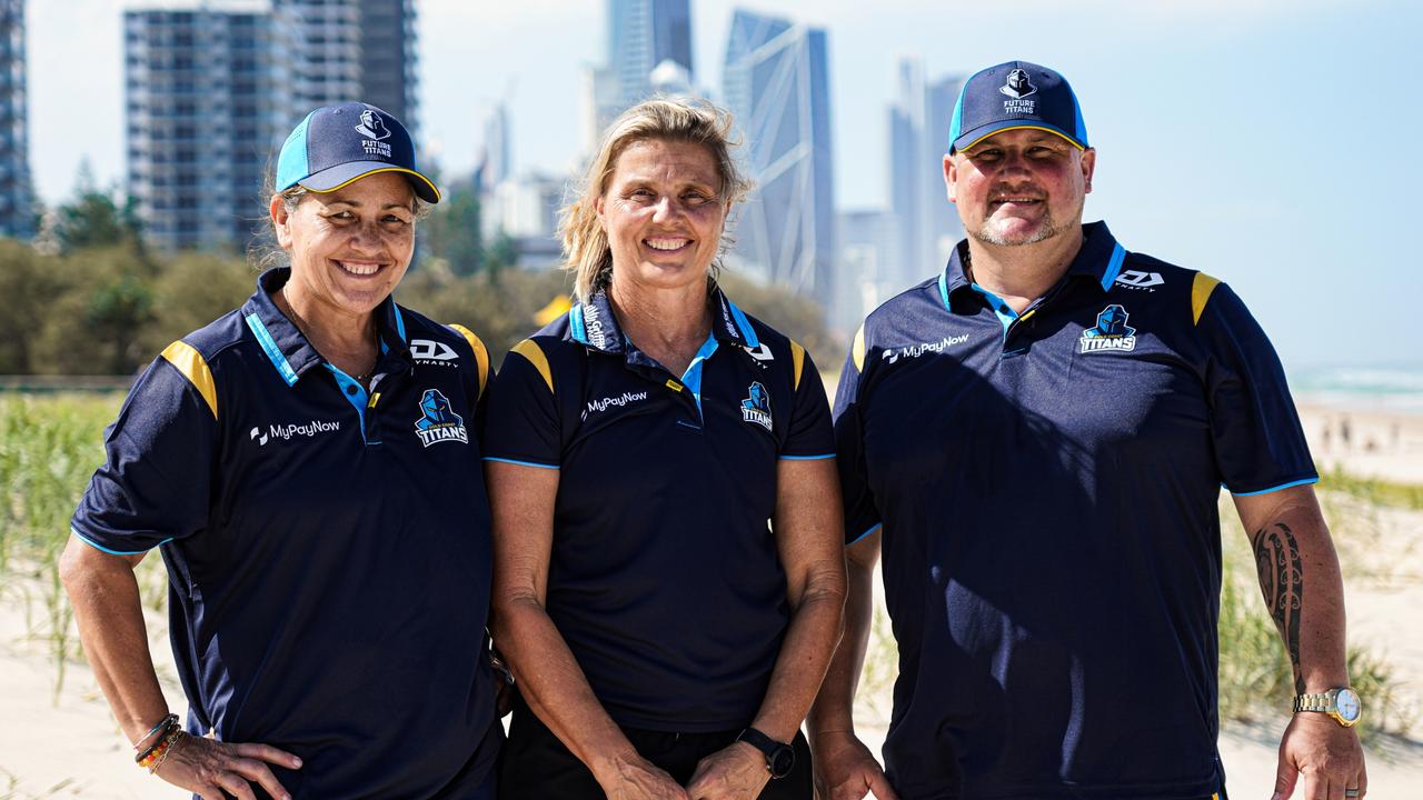 Titans Academy coaches Veronica White, Karyn Murphy and Tim McIntyre. Picture: Titans Media