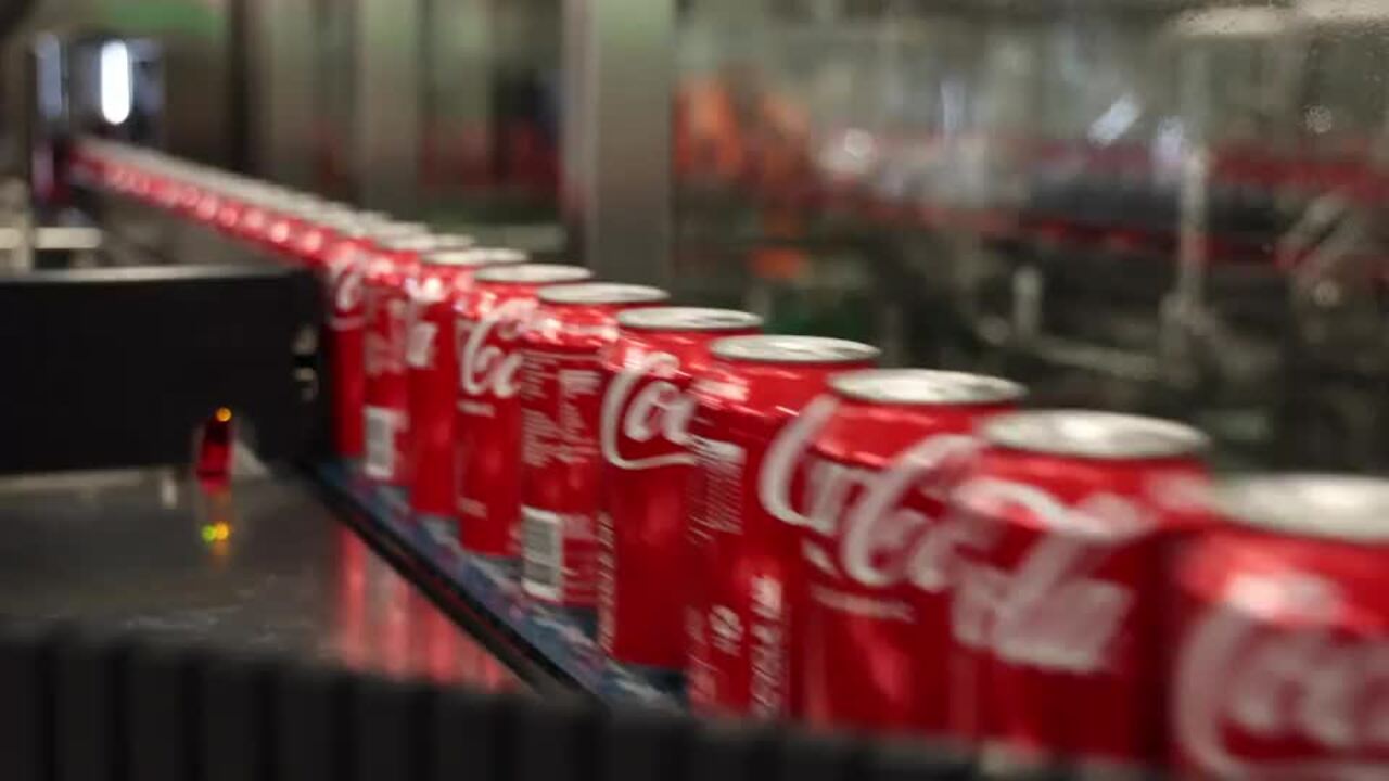 Mesmerising footage of Coca-Cola canning line