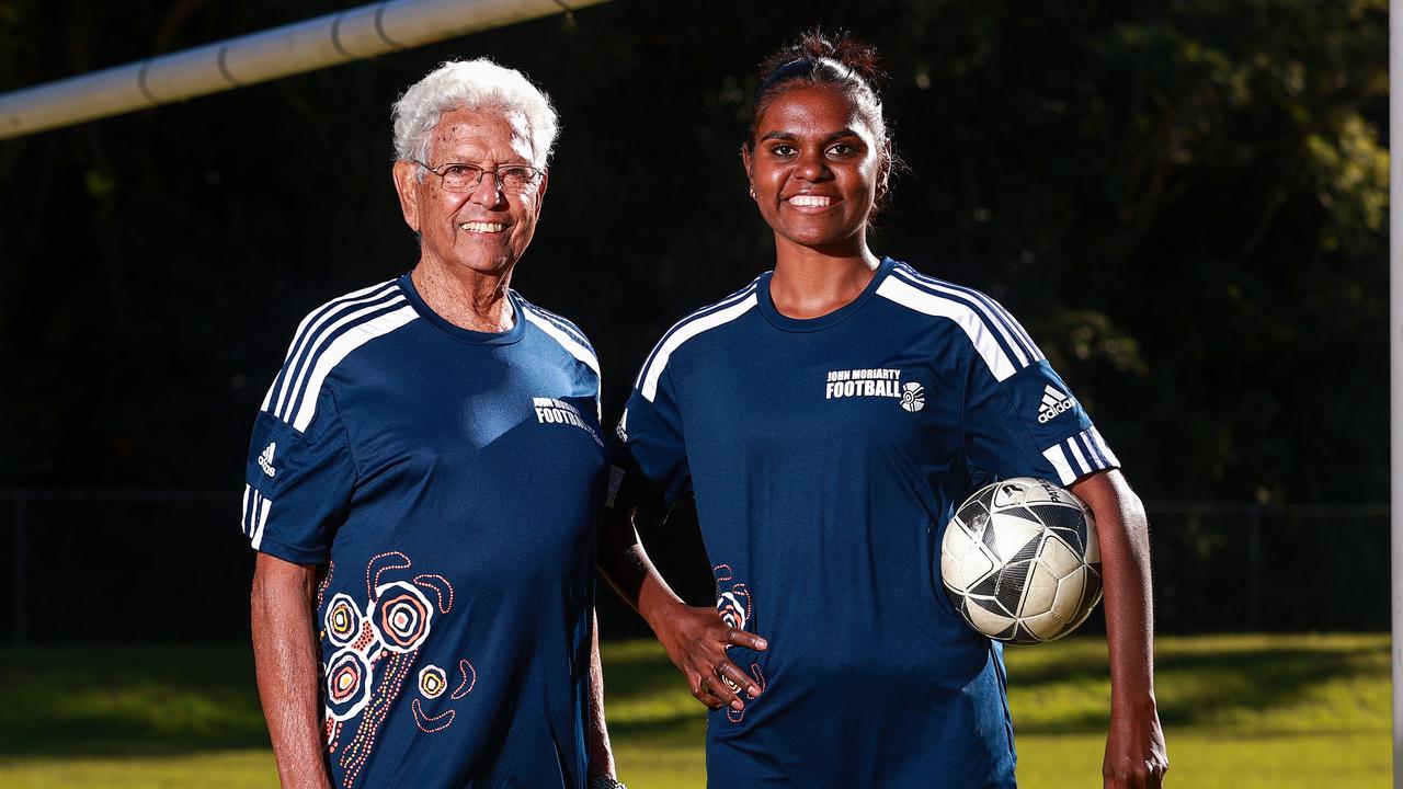 John Moriarty has inspired a new generation of Indigenous footballers, including rising star Shadeene Evans. Picture: Justin Lloyd