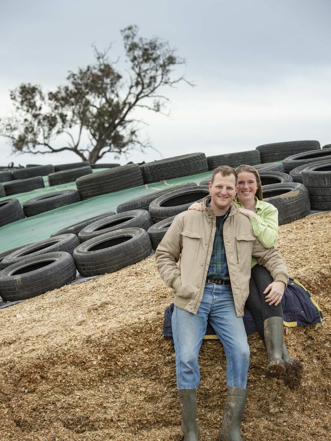 Martijn and Amabel with their silage pit. Picture: Zoe Phillips