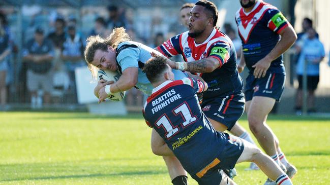 Emanuel Sutton went close to scoring for Woolgoolga. Picture: Leigh Jensen