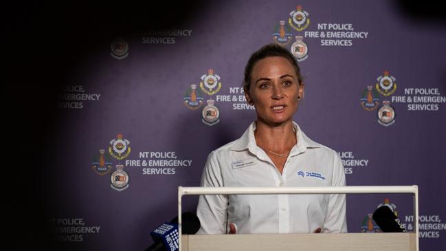 Shenagh Gamble from the Bureau of Meteorology at the latest press conference on Ex-Tropical Cyclone Lincoln. Picture: Pema Tamang Pakhrin