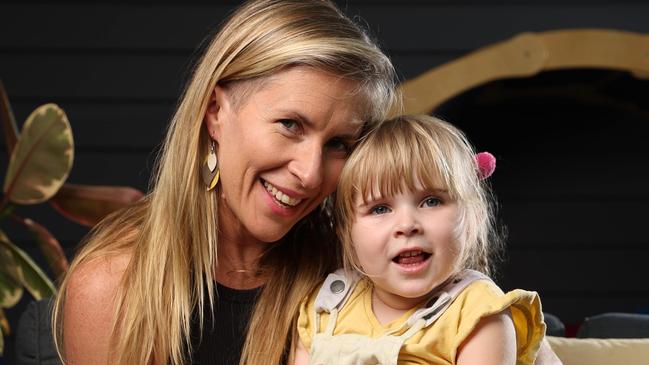 Golden Whitrod with her 5 year old daughter Tallulah Moon who was diagnosed with a rare neurodegenerative disease at 14 months old, progressively robbing her of her ability to walk, talk and move independently. Picture Lachie Millard