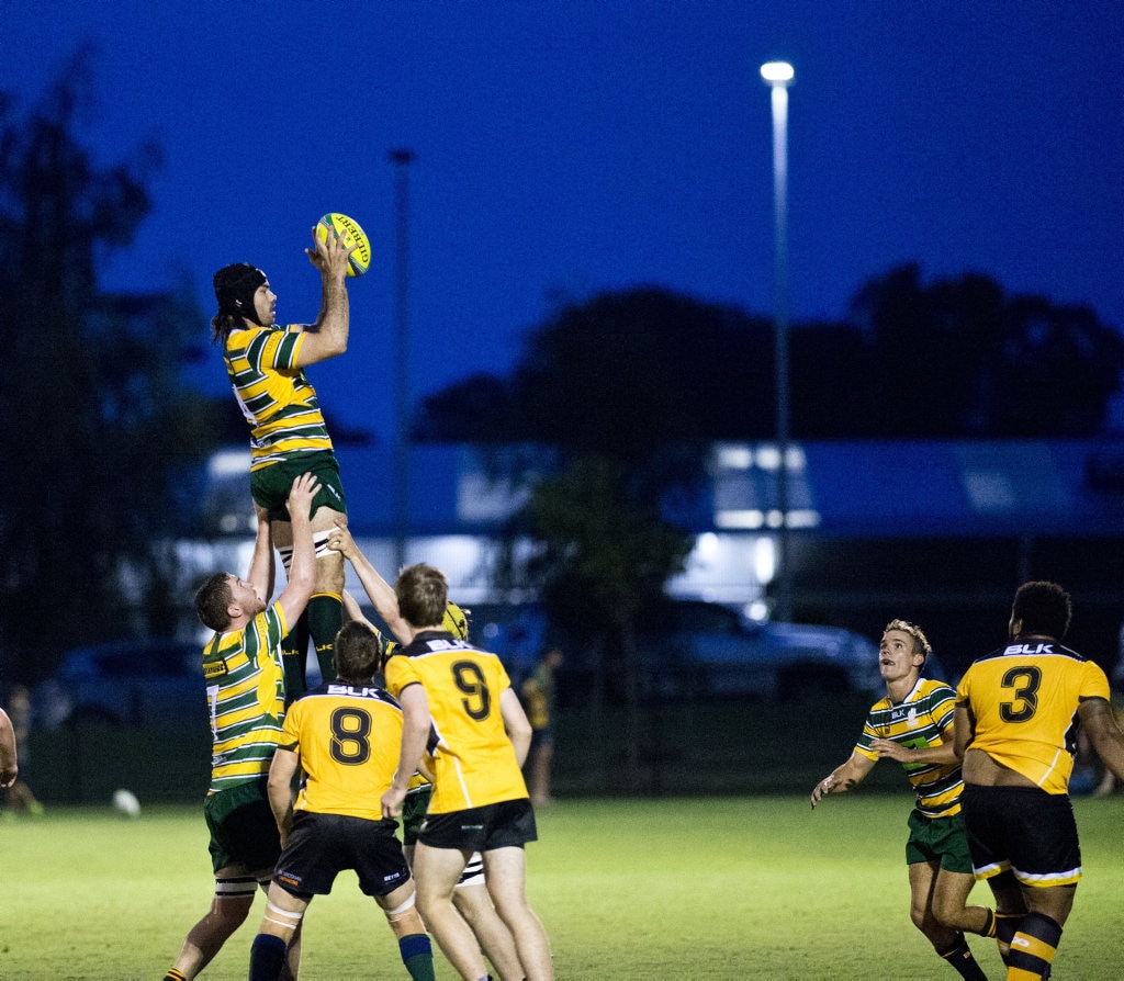 Lachlan Tulloch takes the ball for Darling Downs in the lineout. Rugby Union, Cattleman's Cup, Darling Downs vs Central Qld Brahmans. Saturday, 3rd Mar, 2018. Picture: Nev Madsen