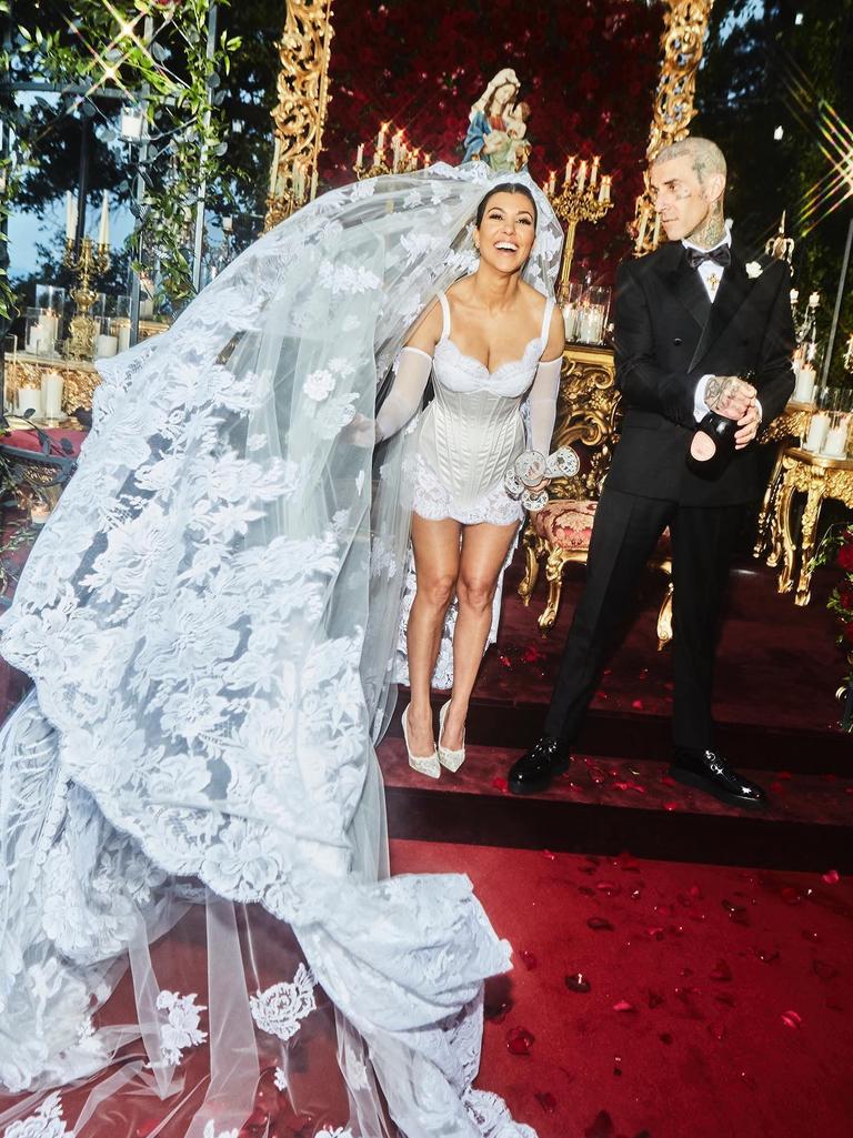 The wedding took place at a castle in Portofino, Italy.