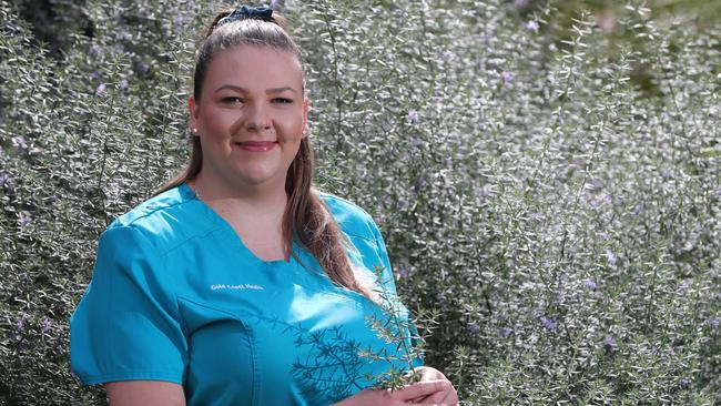 Gold Coast registered nurse, Topaz Stringfellow, at Gold Coast University Hospital. Picture Glenn Hampson.