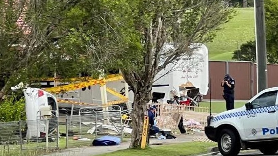 Police at the scene of a crash site on West Street, Casino which is now a critical incident. Picture: Contributed