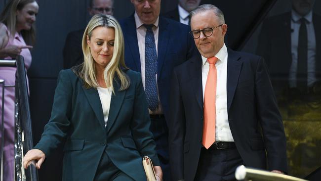 The couple arriving at the National Press Club of Australia in Canberra. Picture: NCA NewsWire / Martin Ollman