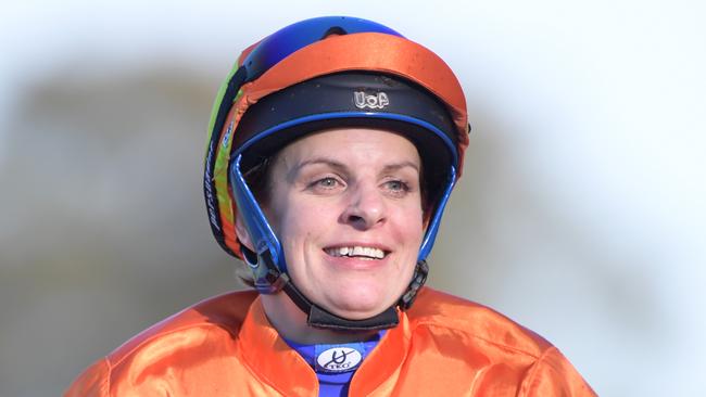 Jockey Jenny Duggan has made a successful return to race riding after a long lay-off. Picture: AAP Image
