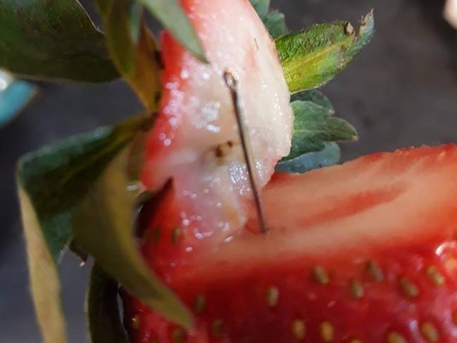 A woman in Gladstone in Queensland said she found two needles in one punnet of strawberries.