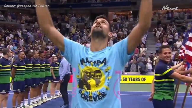 Novak Djokovic wearing a custom 24-shirt as a tribute to Kobe