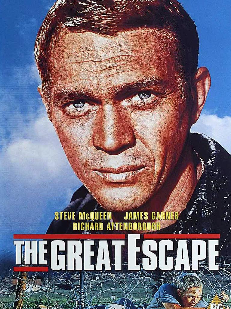Actor Steve McQueen pictured on advertising poster for the 1963 film, The Great Escape.