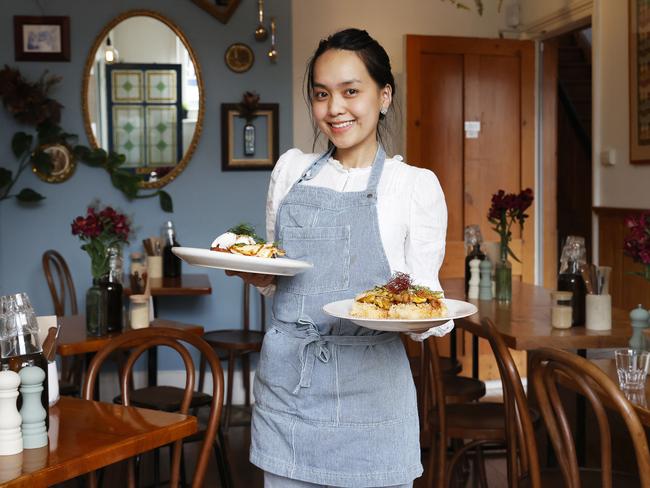 Minh Tran with some of the dishes on offer.  The Parcel Cafe in New Town has recently opened.  Picture: Nikki Davis-Jones