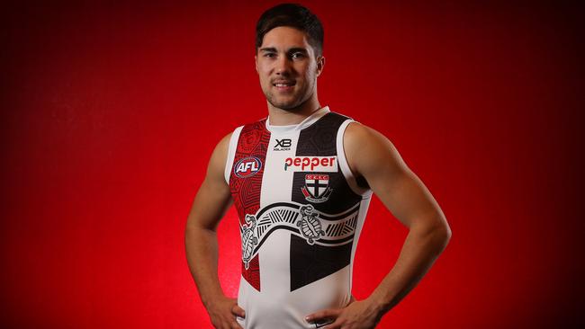 Jade Gresham in St Kilda’s indigenous jumper. Picture: Michael Klein