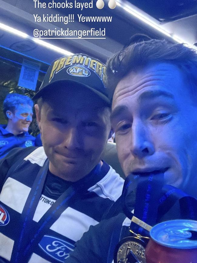 Danger and Jezza get wacky after their win. Picture: Instagram