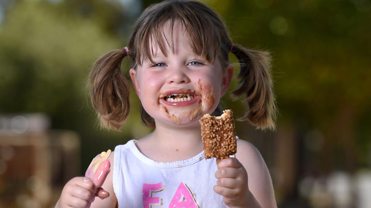 Three-year-old Chelsea knows where to head in the ice cream freezer. Picture: Naomi Jellicoe