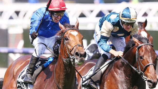 Kerrin McEvoy won his third Melbourne Cup last year on Cross Counter. He will ride Finche in the big one on Tuesday. Picture: Getty Images