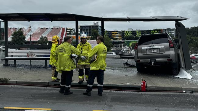 Car slams into Southport bus stop. Picture: Supplied