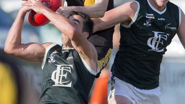 Simon Buckley, left, was an instant success with Echuca in the Goulburn Valley league. Picture: Bruce Povey