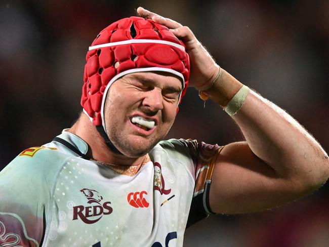 CHRISTCHURCH, NEW ZEALAND - JUNE 06: Harry Wilson of the Queensland Reds reacts during the Super Rugby Pacific Qualifying Final match between Crusaders and Qld Reds at Apollo Projects Stadium, on June 06, 2025, in Christchurch, New Zealand. (Photo by Kai Schwoerer/Getty Images)