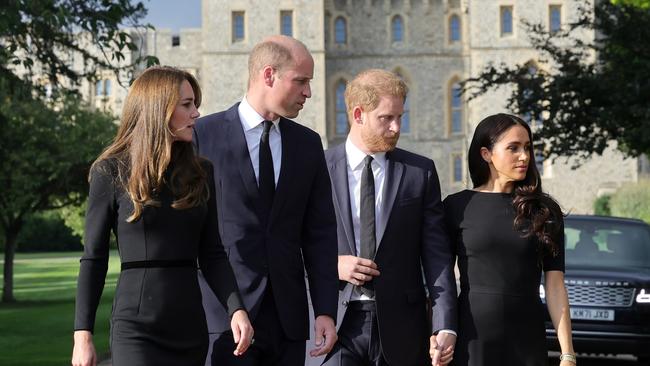 The Prince and Princess of Wales took to Long Walk with the Duke and Duchess of Sussex. Picture: Chris Jackson – WPA Pool/Getty Images