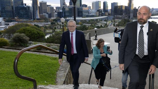 The PM is back in Perth to make his case for the Yes campaign. Picture: NCA NewsWire / Sharon Smith