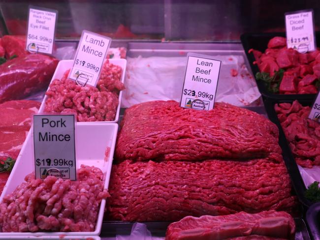 Butcher Joe King from Summer Hill Village Quality Meats have been working 16 hour days to keep up with demand. He said the price of mince has gone up from $9 a kilo to $15 a kilo and chicken is the most popular as wholesalers are putting their prices up because of the increase in demand. Picture: Jonathan Ng