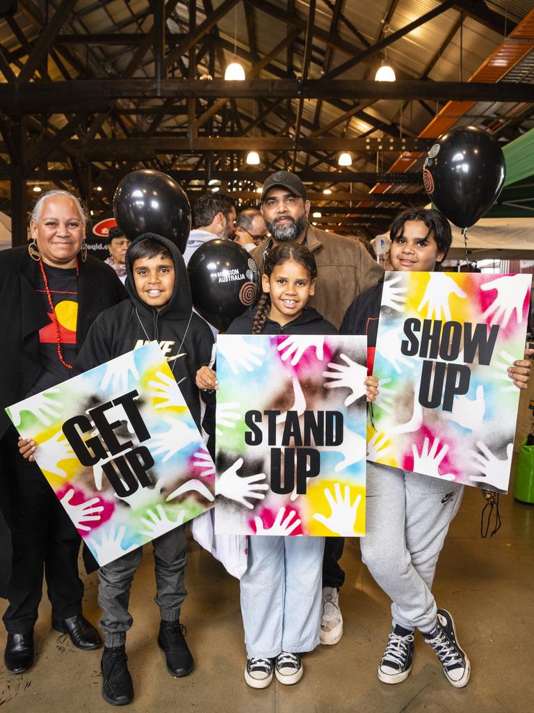 Visiting from New South Wales are Jennifer, Joseph, Jamelia, John and Jayliz Kennedy at the Toowoomba NAIDOC Week celebrations at The Goods Shed, Monday, July 4, 2022. Picture: Kevin Farmer