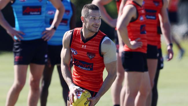 Essendon’s David Zaharakis during training on Wednesday at Metricon Stadium on the Gold Coast. Picture: Michael Klein