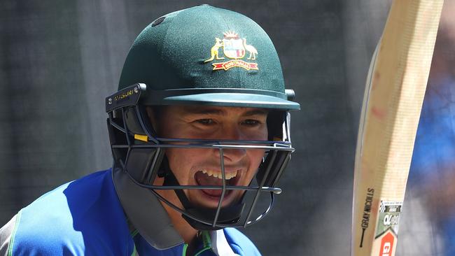 Matt Renshaw in the nets preparing for the third Test against South Africa.