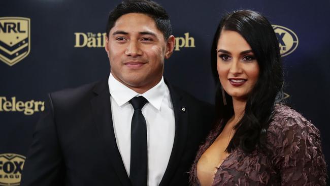 Jason Taumalolo with partner Liana Lariva at the Dally M Awards. (Matt King/Getty Images)