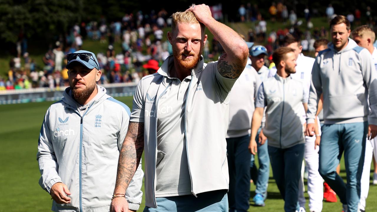 England coach Brendon McCullum and captain Ben Stokes. Photo by Phil Walter/Getty Images