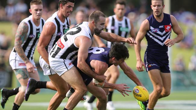 The Magpies are looking so strong this season it may be time for parents to prepare their kids for the chance that the Magpies may win the 2019 AFL premiership. Picture: Paul Kane/Getty Images