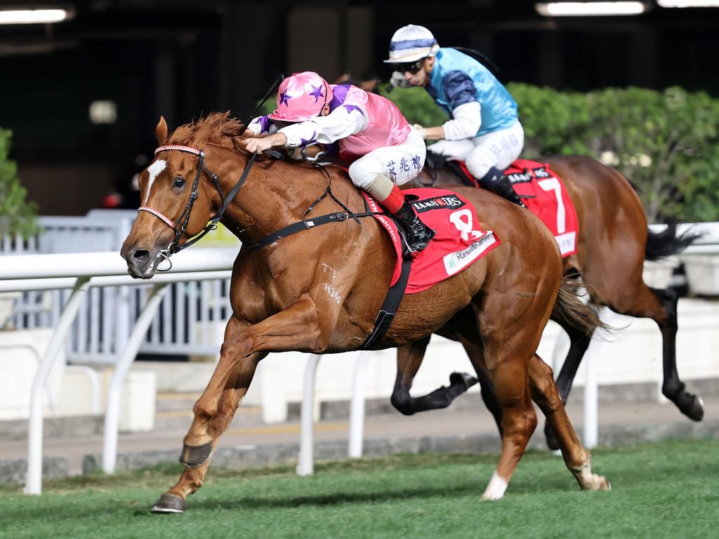 Simply Maverick makes it three wins from four starts. Picture: HKJC