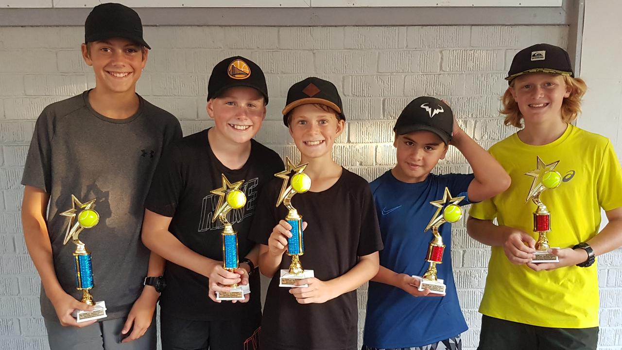 Gold Coast tennis finals. S8 - Liam Alderson, Jake Scanlon, Nate Davis (SPTC Dark Nights) &amp; Jacob Middling, Jayden Lochler (GBWA Destroyers)