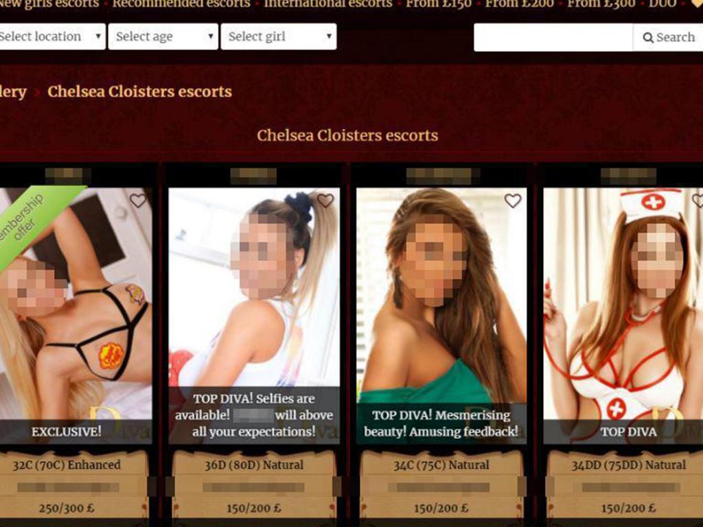 One of the websites offering female sex workers in Chelsea Cloisters.