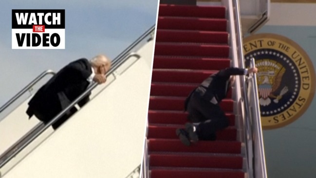 Joe Biden falls multiple times boarding Air Force One